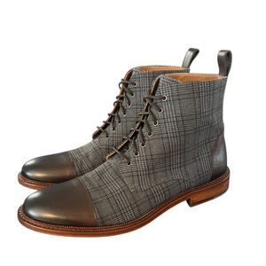 Taft Jack Boot Charcoal Gray Plaid Lace Up Size 9